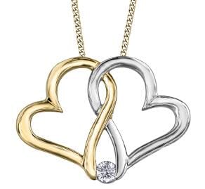 Yellow Gold Canadian Diamond Heart Pendant Necklace.