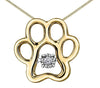 Yellow Gold Diamond Paw Print Pulse Pendant Necklace.