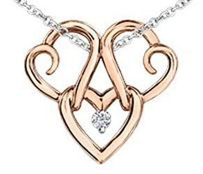 Rose Gold Canadian Diamond Heart Pendant Necklace.