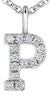 White Gold Diamond "P" Monogram Pendant Necklace.