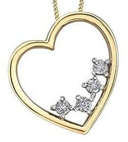 Yellow Gold Diamond Heart Pendant Necklace.