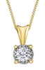 Yellow Gold Diamond Solitaire Pendant Necklace.