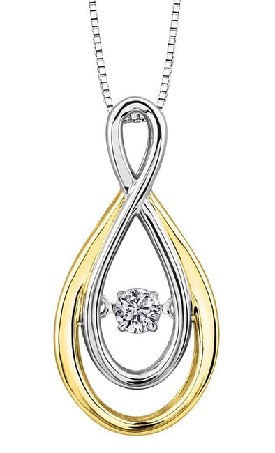 Yellow Gold Diamond Pulse Pendant Necklace.