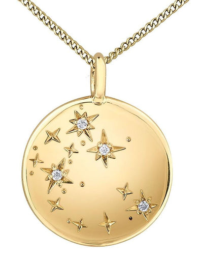 Yellow Gold Diamond "Sagittarius" Zodiac Pendant Necklace.