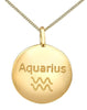 Yellow Gold Diamond "Aquarius" Zodiac Pendant Necklace.