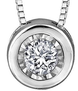 White Gold Diamond Solitaire Pendant Necklace.