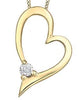 Yellow Gold Diamond Heart Pendant Necklace.