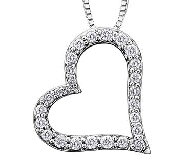 White Gold Diamond Heart Pendant Necklace.