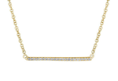 Yellow Gold Diamond Bar Pendant Necklace.