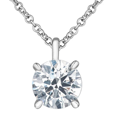 White Gold Lab-Grown Diamond Solitaire Pendant Necklace.