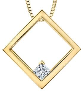 Yellow Gold Canadian Diamond Solitaire Pendant Necklace.