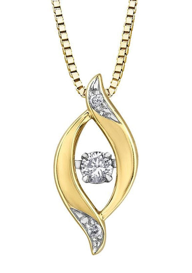 Yellow Gold Diamond Pulse Pendant Necklace.