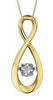 Yellow Gold Diamond Pulse Pendant Necklace.