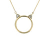 Yellow Gold Diamond Cat Pendant Necklace.