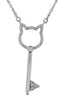 White Gold Diamond Cat Key Pendant Necklace.