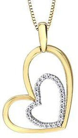 Yellow Gold Diamond Heart Pendant Necklace.