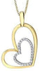 Yellow Gold Diamond Heart Pendant Necklace.