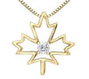 Yellow Gold Canadian Diamond Maple Leaf Pendant Necklace.