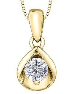 Yellow Gold Canadian Diamond Solitaire Pendant Necklace.