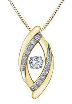 Yellow Gold Diamond Pulse Pendant Necklace.