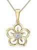 Yellow Gold Diamond Flower Pendant Necklace.