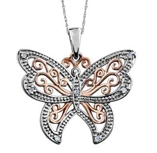 White Gold Diamond Butterfly Pendant Necklace.