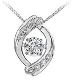 White Gold Diamond Pulse Pendant Necklace.