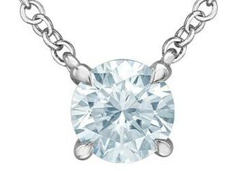 White Gold Lab-Grown Diamond Pendant Necklace.