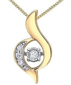 Yellow Gold Diamond Pulse Pendant Necklace.