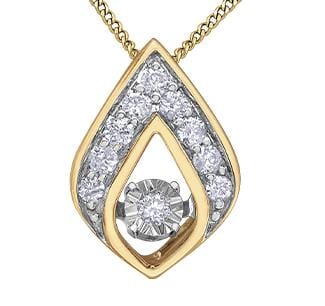 Yellow Gold Diamond Pulse Pendant Necklace.