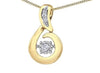 Yellow Gold Diamond Pulse Pendant Necklace.