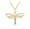 Yellow Gold Diamond Dragonfly Pendant Necklace.