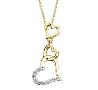 Yellow Gold Diamond Heart Pendant Necklace.