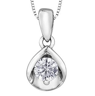 White Gold Canadian Diamond Solitaire Pendant Necklace.