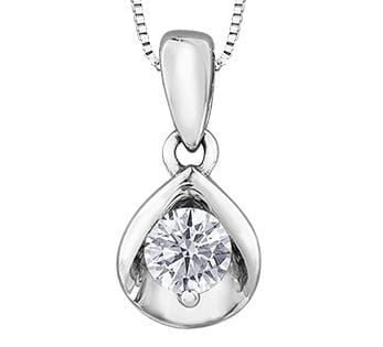 White Gold Canadian Diamond Solitaire Pendant Necklace.