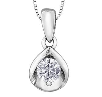 White Gold Canadian Diamond Solitaire Pendant Necklace.