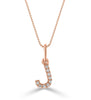 Rose Gold Diamond "J" InitialPendant Necklace.