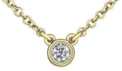 Yellow Gold Canadian Diamond Solitaire Pendant Necklace.