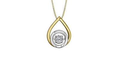 Yellow Gold, White Gold Diamond Drop Pulse Pendant Necklace.