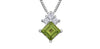 White Gold Peridot, Canadian Diamond Drop Pendant Necklace.