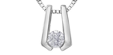 White Gold Canadian Diamond Drop Pendant Necklace.