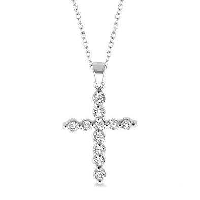 Sterling Silver Diamond Cross Pendant Necklace.