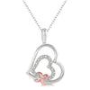 Sterling Silver Rose Gold Accent Diamond Heart Pendant Necklace.