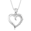 Sterling Silver Diamond Journey Heart Pendant Necklace.