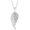 Sterling Silver Diamond Angel Wing Pendant Necklace.