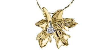 Yellow Gold Canadian Diamond Drop Pendant Necklace.