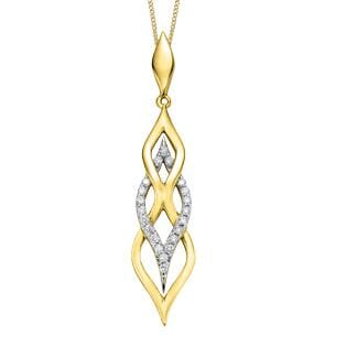 Yellow Gold Diamond Drop Pendant Necklace.