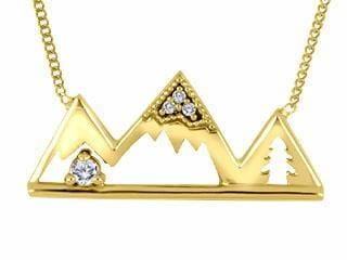 Yellow Gold Canadian Diamond Mountain Pendant Necklace.