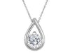 White Gold Lab-Grown Diamond Drop Pendant Necklace.