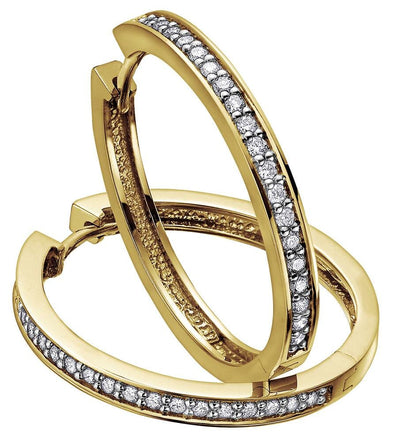 Yellow Gold Diamond Hoop Earrings.